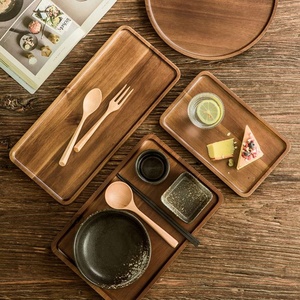 Bandeja de té de madera rectangular de madera de Acacia, plato de mesa para servir aperitivos, plato de almacenamiento de alimentos para Hotel, bandeja para servir en el hogar - Product Image 3