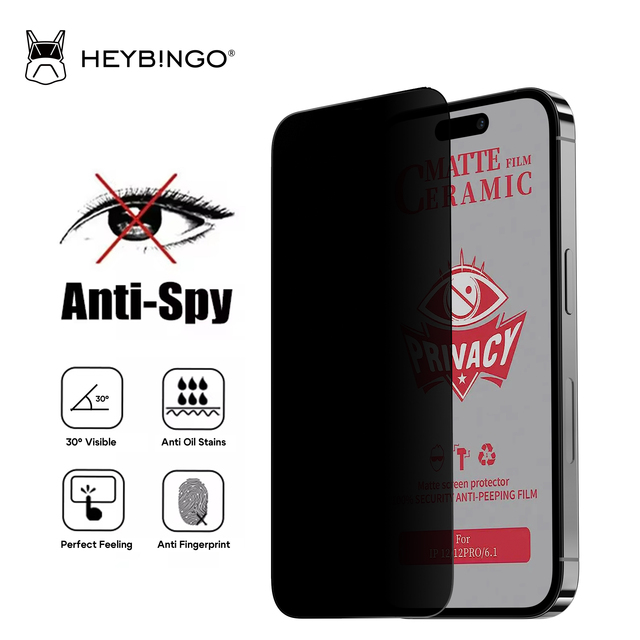 Grade AAA Anti-Spy Ceramic Matte Tempered Glass Screen Protector for iPhone 16 14 Pro Max Soft Privacy Mobile Shield Ceramic