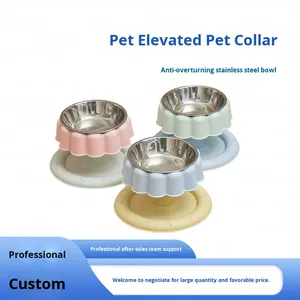 Edelstahl Abgerundeter Erhöhter Futternapf für Hunde Große Kapazität Nackenschutz Solides Muster Umweltfreundlich Wasserdicht IPX5 Reise - Product Image 2