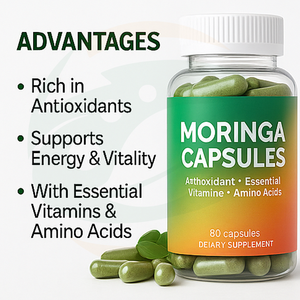 Kapsul Daun <span class=keywords><strong>Moringa</strong></span> Suplemen Herbal Superfood Hijau Organik untuk Mendukung Imunitas Dewasa Harga Terbaik Label Pribadi OEM - Product Image 3