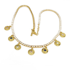 <span class=keywords><strong>Collier</strong></span> ras du cou en or avec <span class=keywords><strong>strass</strong></span> pour femmes, pendentif en forme de diamant, glacé, papillons, mauvais yeux, étoile, marguerite, ancre, breloques en or, chaîne en acier - Product Image 6
