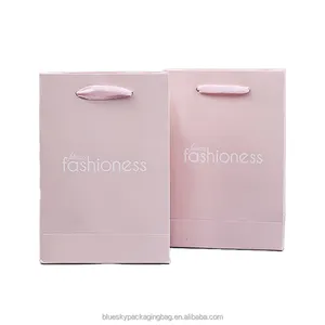 Shining star Luxury High Quality Paper shopping Bag Custom Printed You Logo pink card paper carrier Bag fashion Paper Bag with h