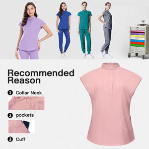 ชุดยูนิฟอร์มพยาบาลแบบสครับ คอตั้ง ผ้าโพลีเอสเตอร์/เรยอน เนื้อผ้านุ่ม สวมใส่สบาย สำหรับผู้หญิง ใช้ในโรงพยาบาลและคลินิก - Product Image 5