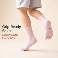 Chaussettes cinq doigts colorées pour enfants, en coton peigné 32S, anti-boulochage, avec Lycra extensible doux, tricot intégré sans couture