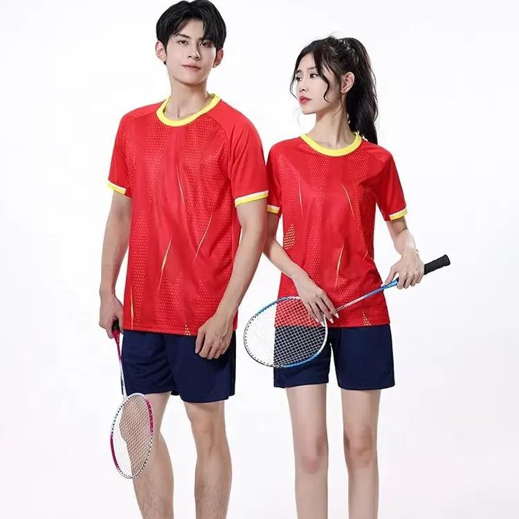 Terbaru 100 Polyester kaus sepak bola kualitas terbaik murah grosir kaus sepak bola tim klub tenis merah Jersey Badminton