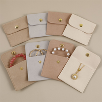 Pochette à bijoux élégante en microfibre, sac d'emballage pour bijoux avec logo personnalisé