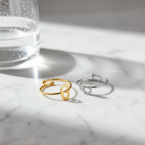 Anillo con Letra G Angelina, Acero Inoxidable, Chapado en Oro y Plata, 6mm, Joyería Unisex de Moda, Regalo Diario, Estilo Moderno - Product Image 2