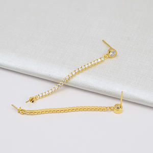 Chaîne d'oreille en argent S925 pour femmes, ensemble personnalisé, plateau vide en perles, accessoires de mode semi-finis, boucles d'oreilles en cristal - Product Image 5