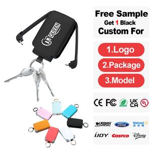 Wholesale Custom Logo Portable <b>Mini</b> Keychain Power Bank High Capacity 2000mah/4000mah Keyring with Cable Power <b>Car</b> <b>Key</b> Gift - Product Image 4