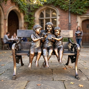 Estatua <span class=keywords><strong>de</strong></span> Bronce <span class=keywords><strong>de</strong></span> Niños en un Banco a Tamaño Real - 'Amigos <span class=keywords><strong>de</strong></span> la <span class=keywords><strong>Infancia</strong></span>' Escultura Grande <span class=keywords><strong>de</strong></span> Bronce para Jardín - Product Image 3