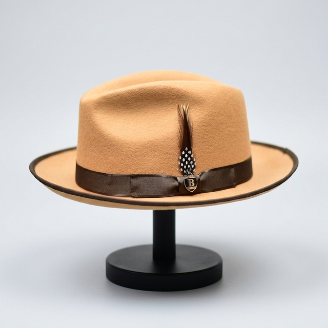 NL75 Trilby Fedora Hat for Men 1920s Short Brim Wool Felt Panama Cap Banquet Wear