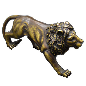 Figura de león de bronce para decoración del hogar, oficina, entrada de la sala de estar, pieza de arte de cobre, exhibición creativa, regalo para amigos - Product Image 1