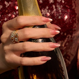 Uñas Postizas Reutilizables BTArtbox Medianas Almendradas de Alta Calidad al por Mayor, Uñas a Presión de Lujo Hechas a Mano con Efecto Ojo de Gato Rosa Degradado - Product Image 1