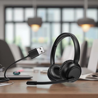 Casque audio supra-auriculaire ergonomique binaural USB Qualcomm OMfoX à prix d'usine avec micro externe ENC, Bluetooth 5.5, étanchéité IPX-3, ajustement personnalisé 32