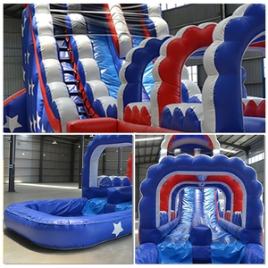 Tobogán Acuático Inflable Gigante Personalizado con Bandera Americana de 15 m para Niños - Product Image 5