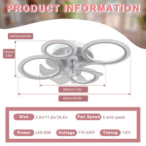 Lampu gantung LED Remote Control, lampu gantung dengan lampu kipas untuk langit-langit gaya Modern - Product Image 6