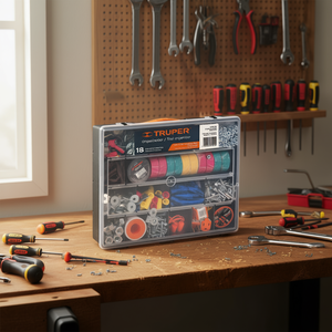 Truper Org-18 18-Compartment Plastic <b>Tool</b> <b>Organizer</b> with Clear <b>Drawers</b>, 14-Inch Enclosure, Workshop Storage Solution, 3-Year War - Product Image 3