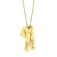 Collier personnalisé avec gravure de nom, pendentif en forme de cœur, barre en acier inoxydable, gravure dorée, bijoux pour cadeaux