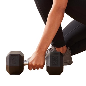 Hot Selling INSTRING FITNESS Rubber Wrapping Coated Cast Iron Hexagonal <b>Dumbbell</b> in lb for Home Gym ARMS Exercise - Product Image 1