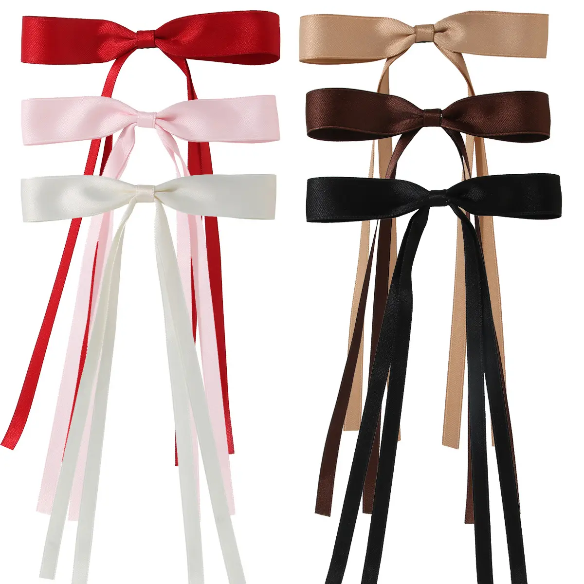Meilleure vente couleur unie nœud banderoles épingles à cheveux ensemble pour femmes Ins doux Long nœud papillon gland pinces à cheveux accessoires de cheveux fête