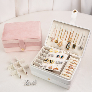 High-quality velvet <b>large</b>-capacity exquisite jewelry storage <b>box</b>, luxurious and anti-oxidation, suitable for daily use - Product Image 1