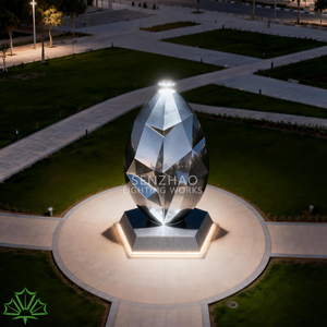 Escultura Moderna para Exteriores de Palmera, en Acero Inoxidable Pulido, Personalizada por Senzhao - Product Image 3