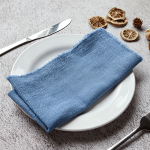 Wholesale Wrinkled <strong>Raw</strong> Edge Cotton Napkins Square Rustic Style Customizable for Wedding Western Dining Table Decoration - Product Image 6