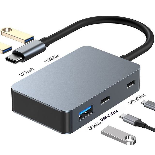 USB 3.0 Type-C Hub One-to-Five Adapter Aluminum Alloy Charging Mobile Phone Notebook Data Transfer Stock