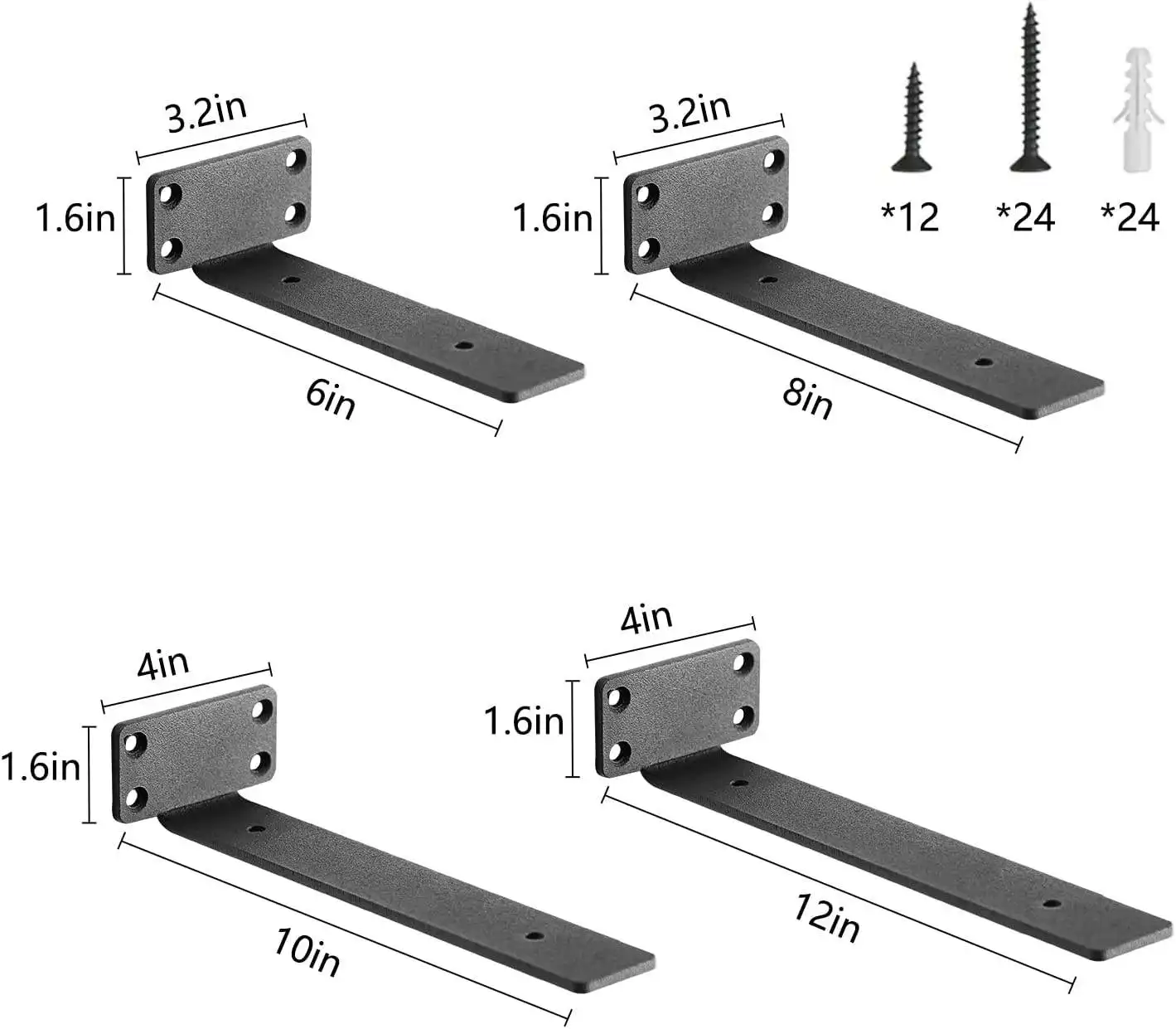 Chất lượng cao nhiệm vụ nặng nề công nghiệp đen Wall Mount Country phong cách nổi Kệ Bracket