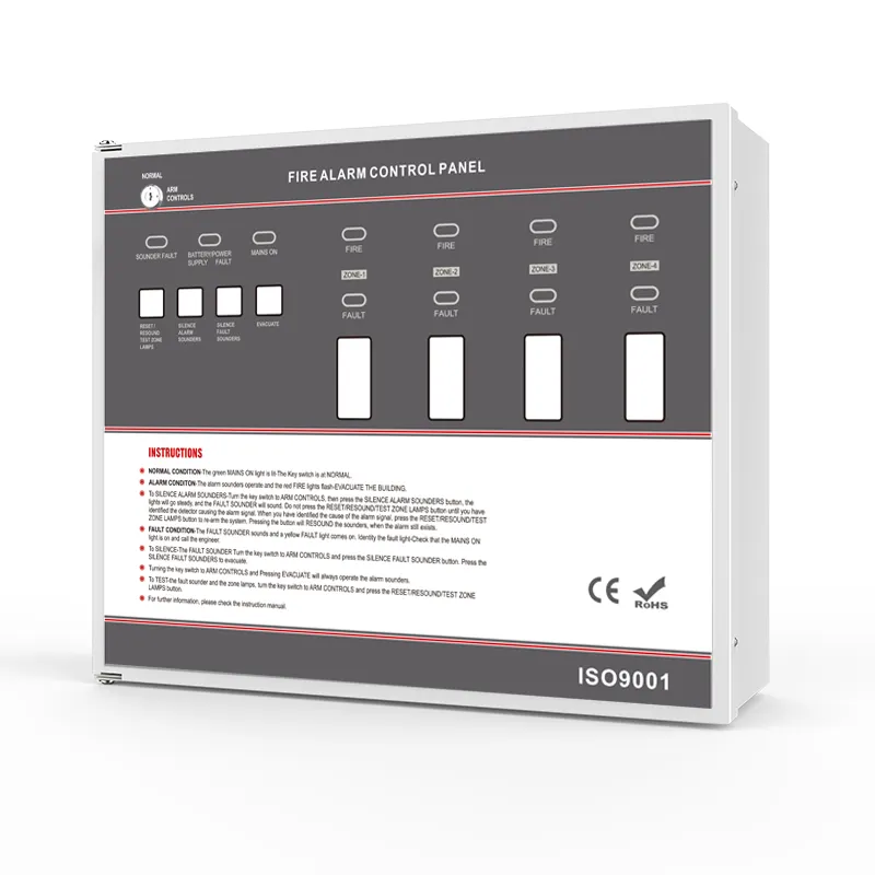 CE Detector de Fumaça Para O Sistema de Alarme de Incêndio Painel de Controle de Alarme de Incêndio da Zona 4