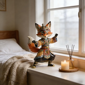 Sculpture de renard samouraï personnalisable en cuivre BZY, ornement de bureau, décoration de maison, cadeau de festival et d'affaires - Product Image 6