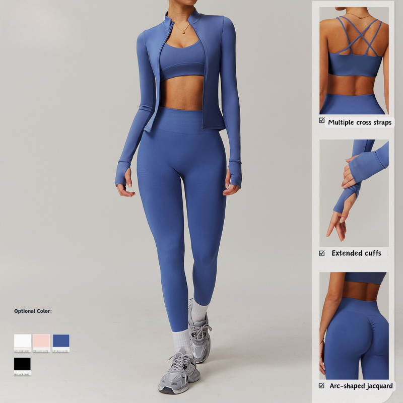 Essential Women Solid 2 Piece Eco Friendly Breathable Fitness Yoga Set Quick Drying High Waist Leggings Cross Back Bra
