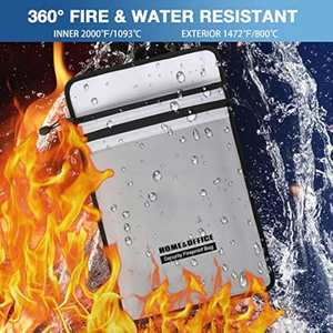 CUSTOM 15\" X 11\" Dual <b>Pocket</b> Waterproof Fireproof Document Bag Zippered Security <b>Pocket</b> for Valuables Legal Documents - Product Image 4
