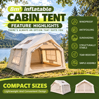 Tente de camping gonflable 320x250x210cm, style cabane, abri à structure pneumatique avec entrée avant enroulable pour les voyages en plein air