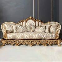 Canapé de salon de luxe royal européen, design créatif haut de gamme pour villa, ensemble de canapés dorés