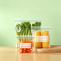 Sacs de conservation alimentaire transparents en PE, refermables, à double fermeture éclair, hermétiques, personnalisables pour réfrigérateur, vente en gros