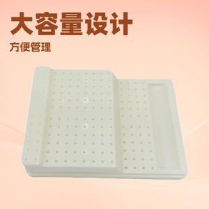 Caja rectangular para fresas dentales de 168 orificios, caja de esterilización para fresas de alta velocidad y cabezales de pulido de baja velocidad, blanca y azul. - Product Image 2