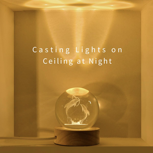 Lámpara Nocturna de Cristal con Sistema Solar LED, Base de Madera, Arte 3D, Grabado de Planetas, Luz Blanca Cálida, Alimentación USB 5V, Pequeña, para Uso Doméstico - Product Image 2