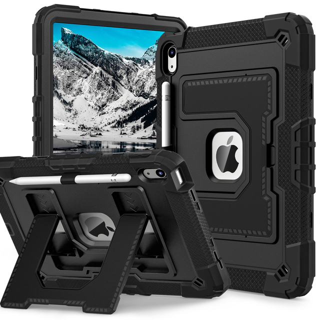 Silicone Larger Kickstand Tablet Cases for iPad 10th 10.9 Inch 2022 for iPad A16 11th 2025 Shoulder Strap Pencil Holder PC Cover