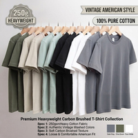 Camiseta de algodón de 250 g de alto gramaje, estilo vintage, cepillada, lisa, para hombre, con logo personalizado, de corte holgado, camisetas lisas de alto gramaje.