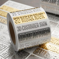 Personalizado Metal Logo Transfer 3D Calcomanía en relieve Oro Plata Níquel Acabado Vinilo Adhesivo Metal Pegatina Diseño