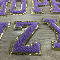 Patch en chenille violet brodé découpé au laser, petite taille, avec lettres, pour uniforme