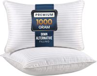 Oreillers de luxe fins, taille standard, lot de 2, ultra doux, alternative au duvet, anti-acariens, 300 fils, pour dormeurs sur le ventre, le dos ou sur le côté, blanc