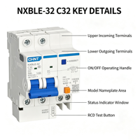 Interruptor Diferencial CHINT NXBLE-63 6A-63A 1PN 2P 3P 3PN 4P Curva C 30mA 6kA con Certificación CE CB UL, Stock de Fábrica