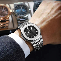 Poedagar Montre Homme Carrée Acier Inoxydable Quartz, Étanche avec Fonction Lumineuse et Affichage de la Date