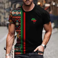 T-shirt d'été pour hommes, imprimé ethnique tribal, motif africain 3D, col rond, manches courtes, style Harajuku Y2K