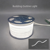 Ruban lumineux LED néon flexible 24V DC 16x16mm en tube de silicone, découpable sur mesure pour l'éclairage de contour mural extérieur