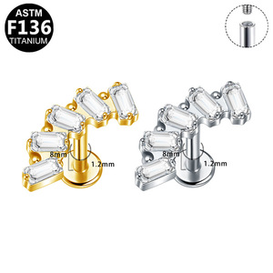<b>Titanium</b> Cartilage Stud Earrings G23 With Internal Thread For Ear Piercing - Product Image 5