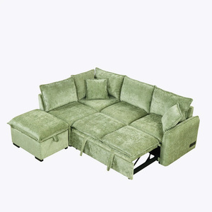 Sofá europeo para sala de estar, sofá de lujo convertible, sofá cama extraíble con almacenamiento Otomano - Product Image 1