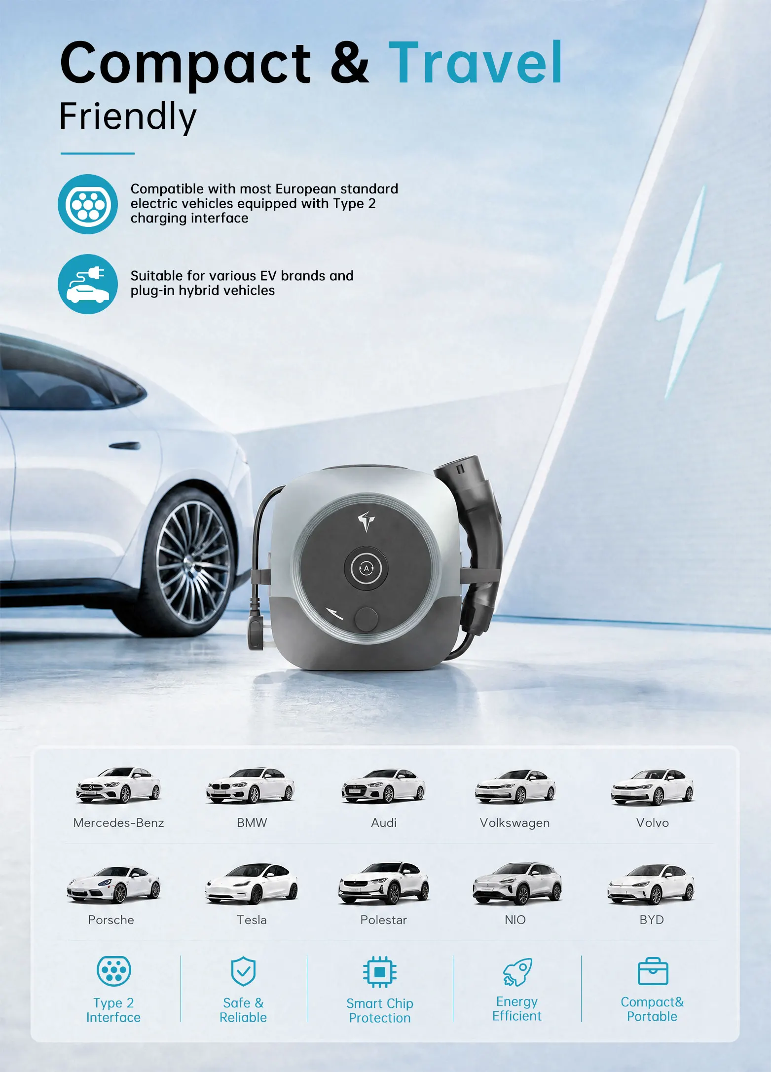 New TELD 3.5kW 16A CCS2 Portable EV Charging Gun CE CB Certified Compact Outdoor-Use Car Charger For · image 2